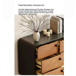 Modern Ash Wood Cabinet with Stylish Black Accents - 6-Drawer Storage Solution for Home Décor hmr-4777