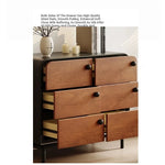 Modern Ash Wood Cabinet with Stylish Black Accents - 6-Drawer Storage Solution for Home Décor hmr-4777