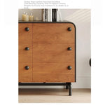 Modern Ash Wood Cabinet with Stylish Black Accents - 6-Drawer Storage Solution for Home Décor hmr-4777