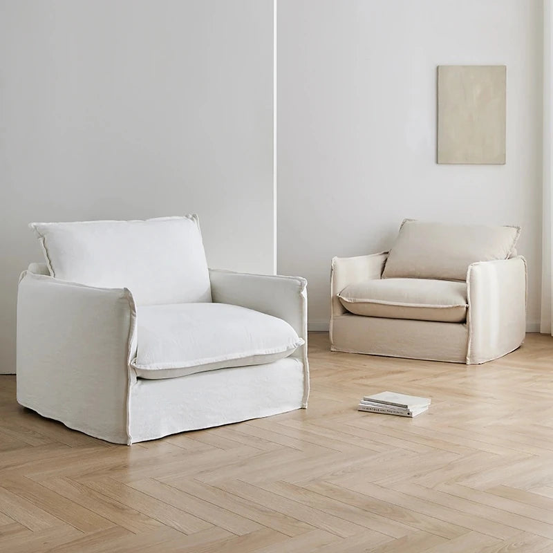 Cozy Cotton-Linen Armchair with Down Filling and Plush Cushion - Perfect for Modern Living Rooms hmr-4780