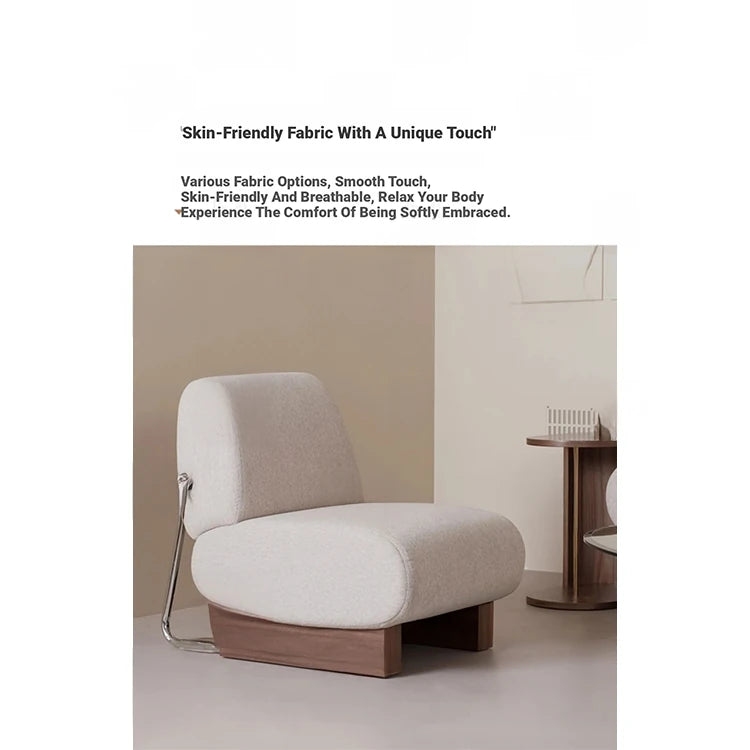 Comfortable Ash Wood and Stainless Steel Lounge Chair with Cotton-Linen Upholstery - Modern Design for Stylish Living Spaces hmr-4782