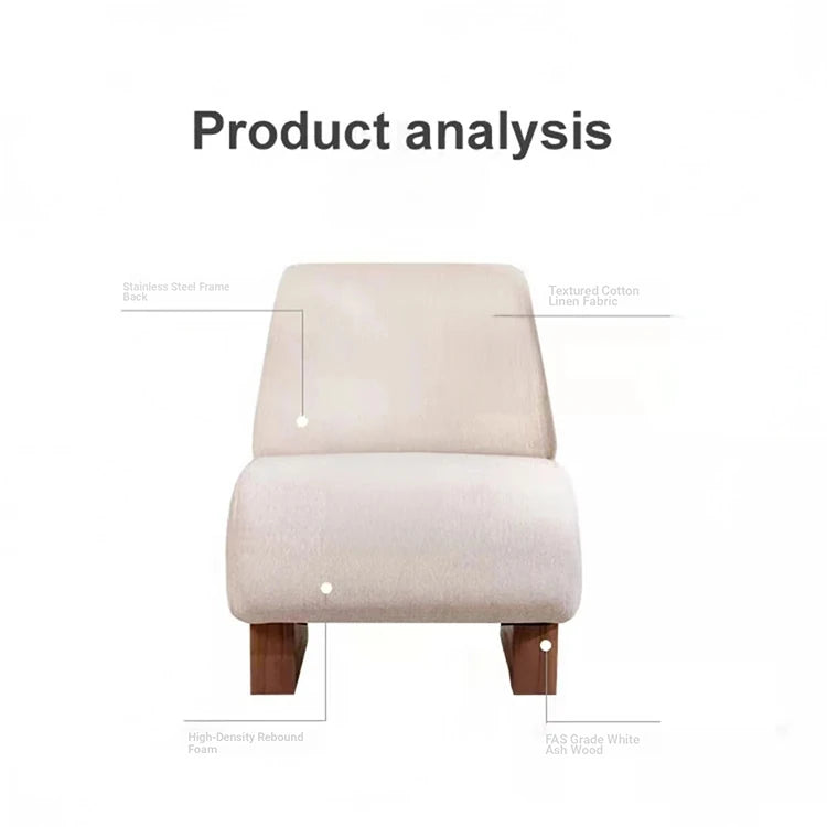 Comfortable Ash Wood and Stainless Steel Lounge Chair with Cotton-Linen Upholstery - Modern Design for Stylish Living Spaces hmr-4782