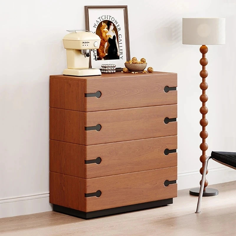 Stylish Ash Wood Cabinet with Sleek Design - 4 Drawer Dresser for Modern Living Spaces hmr-4783