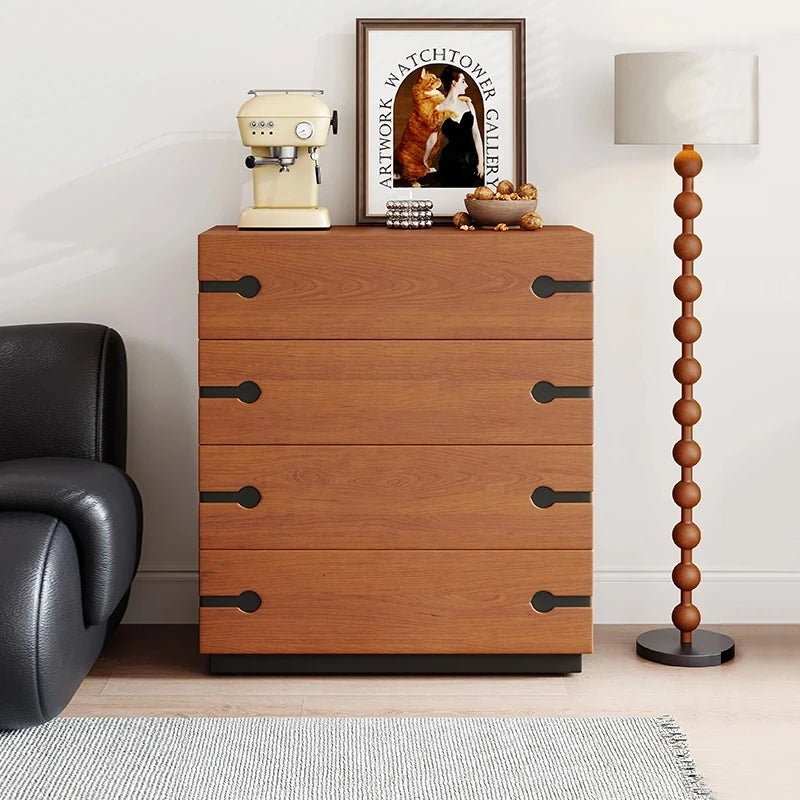 Stylish Ash Wood Cabinet with Sleek Design - 4 Drawer Dresser for Modern Living Spaces hmr-4783