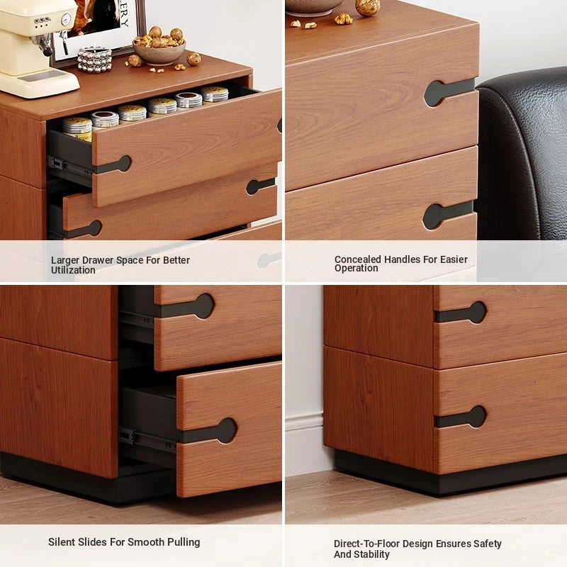 Stylish Ash Wood Cabinet with Sleek Design - 4 Drawer Dresser for Modern Living Spaces hmr-4783