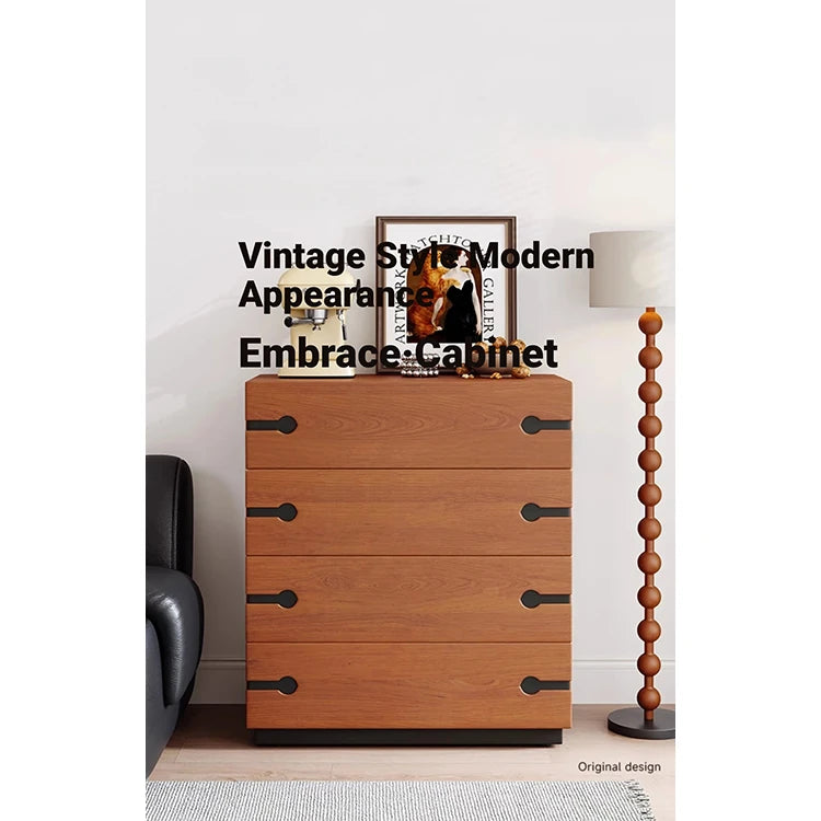 Stylish Ash Wood Cabinet with Sleek Design - 4 Drawer Dresser for Modern Living Spaces hmr-4783