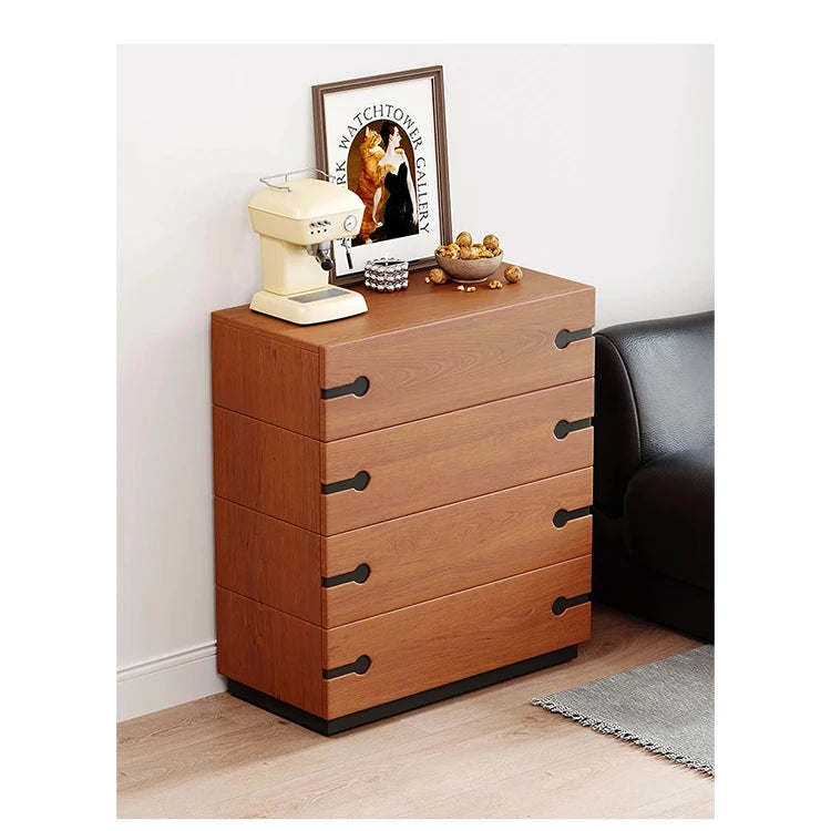 Stylish Ash Wood Cabinet with Sleek Design - 4 Drawer Dresser for Modern Living Spaces hmr-4783