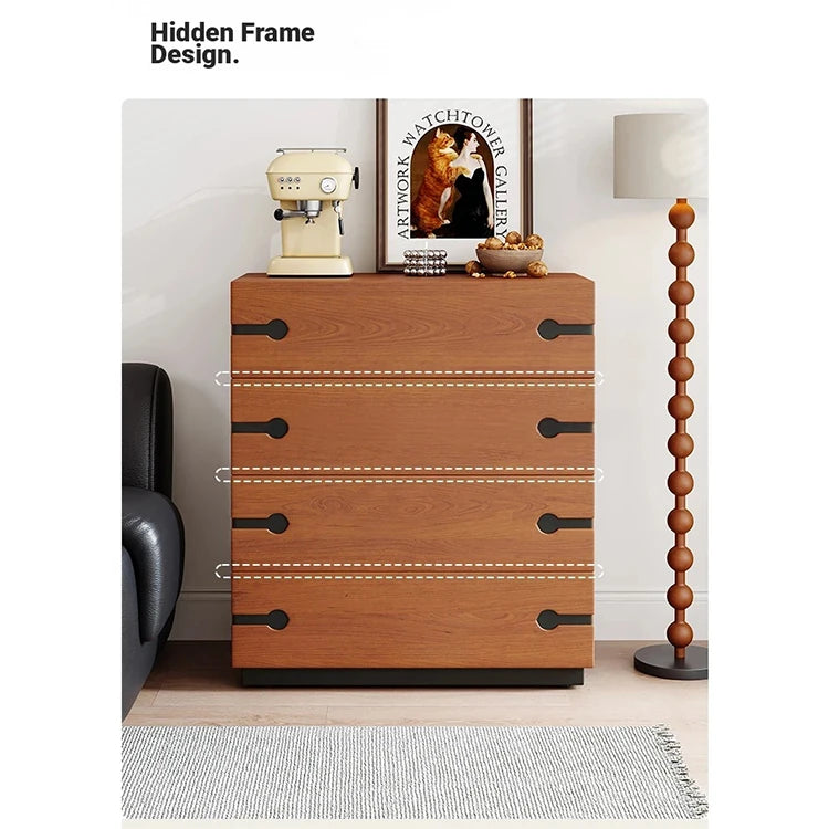 Stylish Ash Wood Cabinet with Sleek Design - 4 Drawer Dresser for Modern Living Spaces hmr-4783