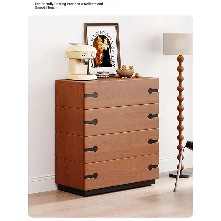 Stylish Ash Wood Cabinet with Sleek Design - 4 Drawer Dresser for Modern Living Spaces hmr-4783