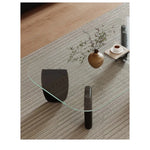 Stylish Tempered Glass and Ash Wood Coffee Table - Modern Design with Rounded Edges, 0.75in Thickened Surface, Perfect for Living Room Décor hmr-4796