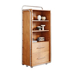 Elegant Ash Wood and Glass Cabinet with Stainless Steel Accents - Modern Home Storage Solution hmr-4800