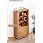 Elegant Ash Wood and Glass Cabinet with Stainless Steel Accents - Modern Home Storage Solution hmr-4800