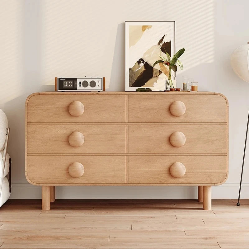 Contemporary Ash Wood Cabinet with Round Knobs - Stylish Storage Solution for Modern Interiors hmr-4806