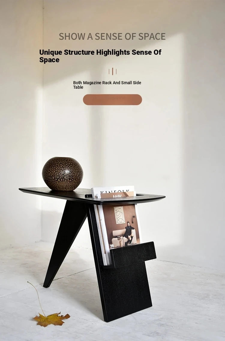 Sleek Oak Storage Rack with Stylish Book Holder - Modern Furniture for Home or Office hmr-4809