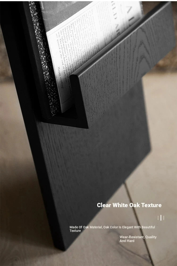 Sleek Oak Storage Rack with Stylish Book Holder - Modern Furniture for Home or Office hmr-4809