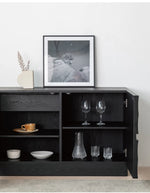 Modern Ash Wood Cabinet with Textured 3D Design - Stylish Storage Solution hms-4052