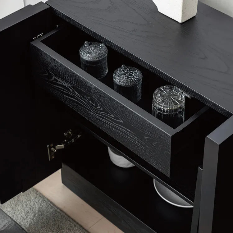 Modern Ash Wood Cabinet with Textured 3D Design - Stylish Storage Solution hms-4052