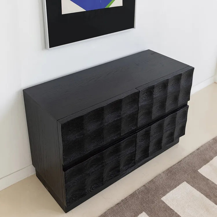 Modern Ash Wood Cabinet with Textured 3D Design - Stylish Storage Solution hms-4052