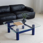 Stylish Tempered Glass & Ash Wood Coffee Table - Modern Rectangular Design for Living Room Décor hms-4057