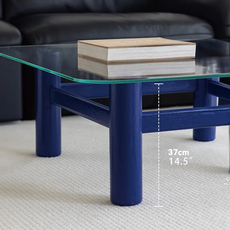 Stylish Tempered Glass & Ash Wood Coffee Table - Modern Rectangular Design for Living Room Décor hms-4057