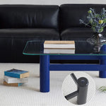 Stylish Tempered Glass & Ash Wood Coffee Table - Modern Rectangular Design for Living Room Décor hms-4057