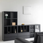 Modern Ash Wood Cabinet with Multi-Layer Shelves and Tempered Glass Doors hms-4059