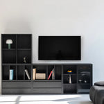 Modern Ash Wood Cabinet with Multi-Layer Shelves and Tempered Glass Doors hms-4059