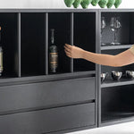 Modern Ash Wood Cabinet with Multi-Layer Shelves and Tempered Glass Doors hms-4059