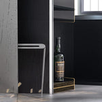 Modern Ash Wood Cabinet with Multi-Layer Shelves and Tempered Glass Doors hms-4059