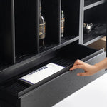 Modern Ash Wood Cabinet with Multi-Layer Shelves and Tempered Glass Doors hms-4059