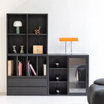 Modern Ash Wood Cabinet with Multi-Layer Shelves and Tempered Glass Doors hms-4059