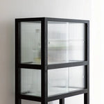 Sleek Ash Wood Display Cabinet with Tempered Glass Doors - Modern Home Essentials hms-4060