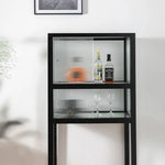 Sleek Ash Wood Display Cabinet with Tempered Glass Doors - Modern Home Essentials hms-4060
