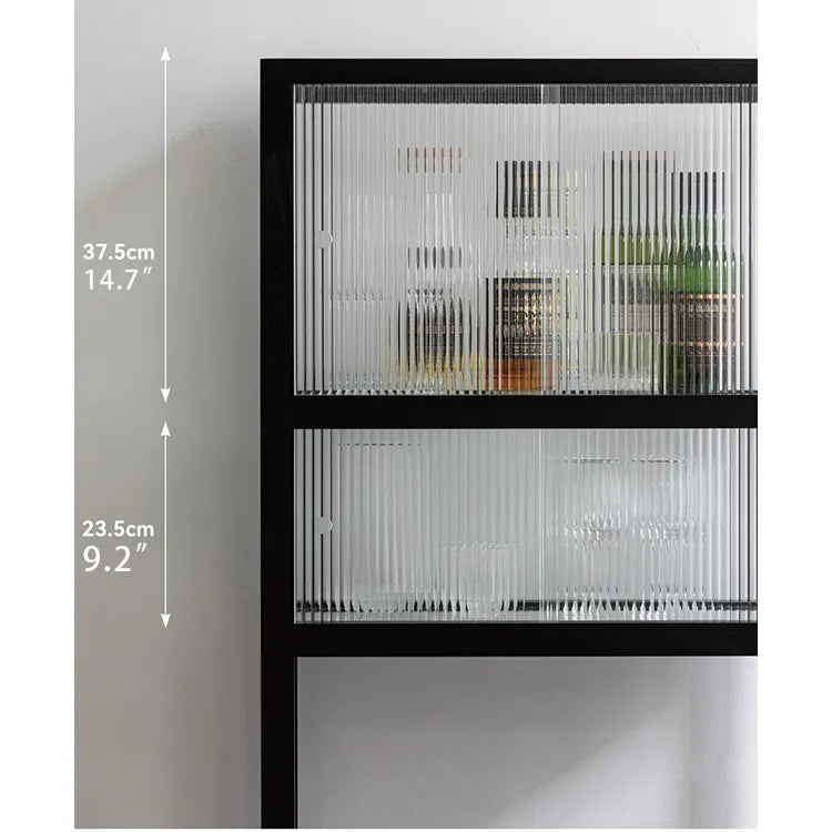 Sleek Ash Wood Display Cabinet with Tempered Glass Doors - Modern Home Essentials hms-4060