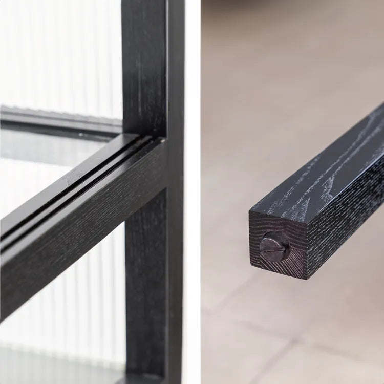 Sleek Ash Wood Display Cabinet with Tempered Glass Doors - Modern Home Essentials hms-4060