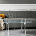 Stylish Tempered Glass Coffee Table with Acrylic Legs - Modern Living Room Centerpiece hms-4062