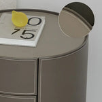 Sleek Round Bedside Cupboard with Synthetic Leather Finish and Ample Storage hms-4073