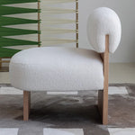 Cozy Faux Lambswool Lounge Chair with Modern Wood Design hms-4074