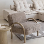 Luxurious Pile Fabric Lounge Chair with Ash Wood Frame for Ultimate Comfort hms-4075