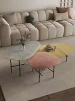 Stylish Sintered Stone Stainless Coffee Table Set – Modern Design with Artful Touch for Living Room Decor hmsf-4667