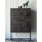 Stylish Ash Wood and Acrylic Cabinet with Unique Textured Design - Modern Storage Solution hmsf-4669