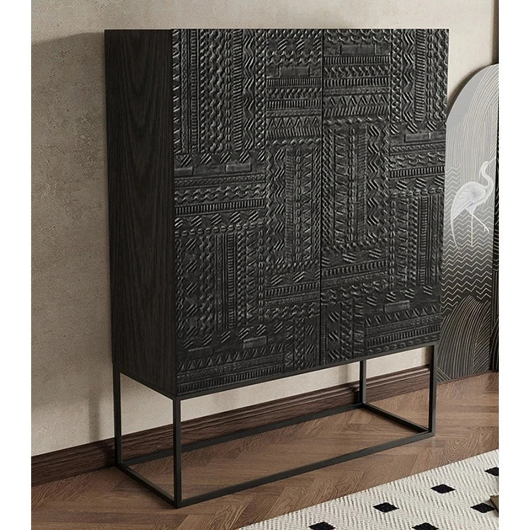 Stylish Ash Wood and Acrylic Cabinet with Unique Textured Design - Modern Storage Solution hmsf-4669