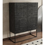 Stylish Ash Wood and Acrylic Cabinet with Unique Textured Design - Modern Storage Solution hmsf-4669