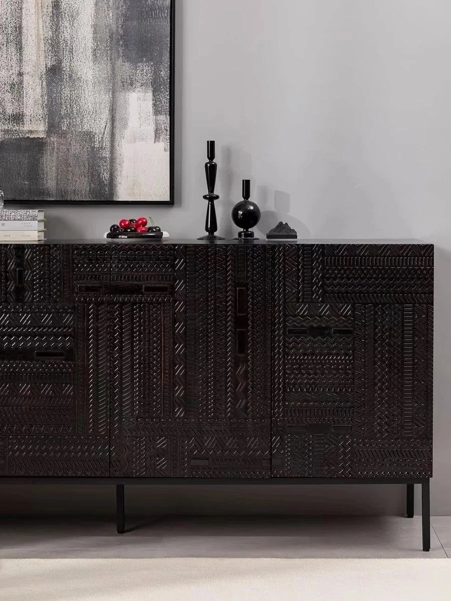 Stylish Solid Wood and Acrylic Cabinet with Unique Textured Design – Perfect for Modern Living Spaces hmsf-4670