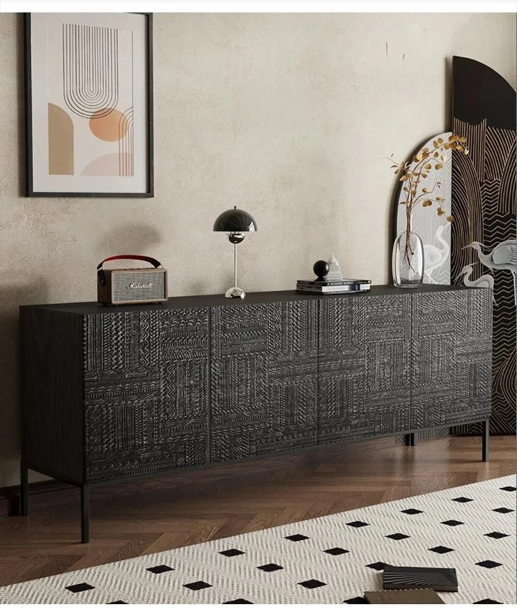 Stylish Solid Wood and Acrylic Cabinet with Unique Textured Design – Perfect for Modern Living Spaces hmsf-4670