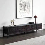 Elegant Solid Wood Acrylic TV Cabinet with Intricate Pattern Design - Modern Storage Solution for Living Room hmsf-4671