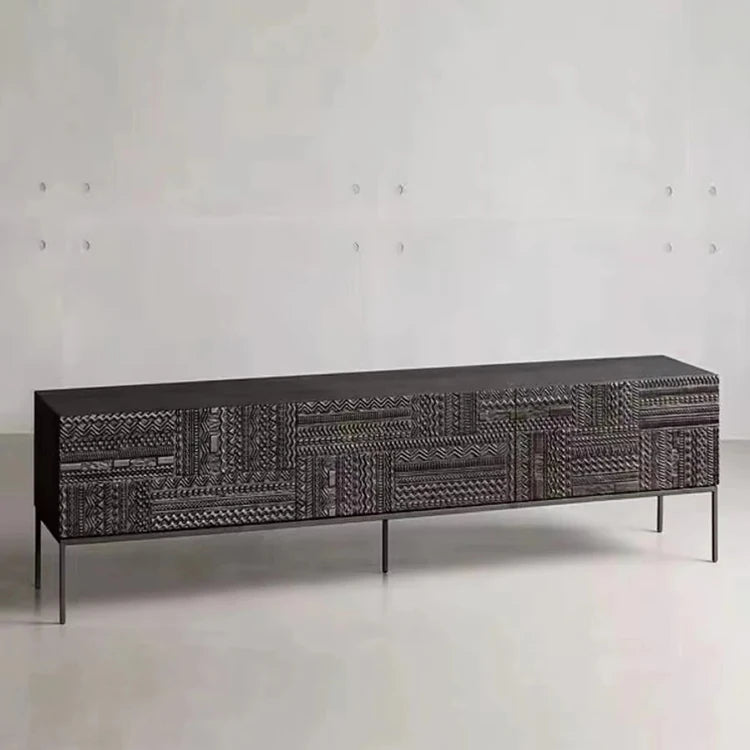 Elegant Solid Wood Acrylic TV Cabinet with Intricate Pattern Design - Modern Storage Solution for Living Room hmsf-4671