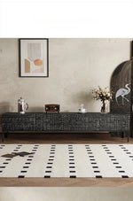 Elegant Solid Wood Acrylic TV Cabinet with Intricate Pattern Design - Modern Storage Solution for Living Room hmsf-4671