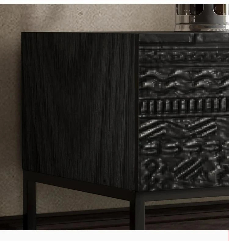 Elegant Solid Wood Acrylic TV Cabinet with Intricate Pattern Design - Modern Storage Solution for Living Room hmsf-4671