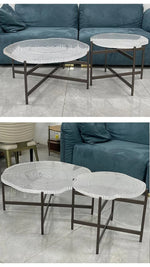 Stylish Acrylic Coffee Table Set with Unique Design - Modern Round Accent Tables for Living Room Decor hmsf-4672